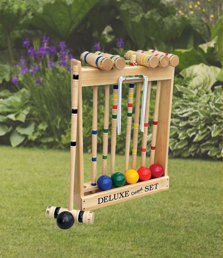 NEW! Amish-Made Deluxe Flag Croquet Golf Game Set –