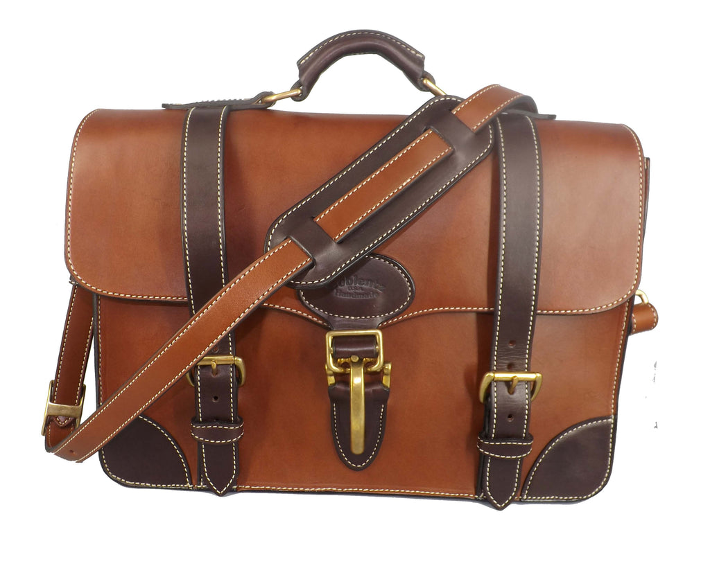 Leather Briefcase Mens Women Honey Office Handbag Shoulder Bag 