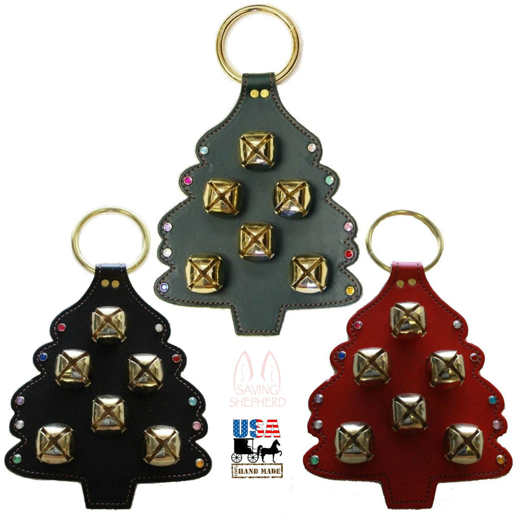 DOOR CHIME - LEATHER BEAR with JINGLE BELLS in 4 Colors - Amish Handmade in  USA