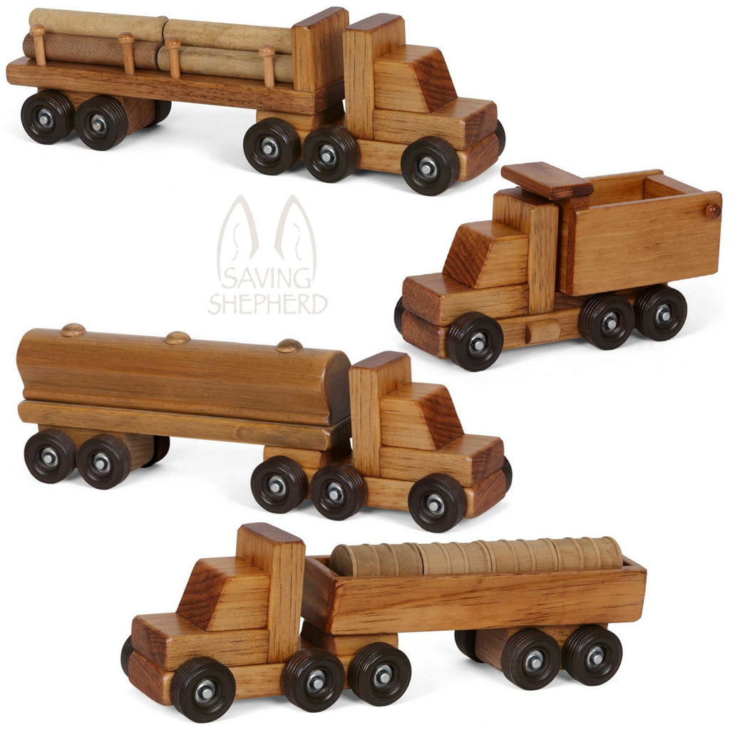 Handmade Toys | 4 Truck Fleet Dump,Tanker,Log & Barrel Truck – Saving ...