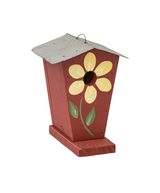 Flower Chalet Birdhouse – Painted with Distressed Metal Roof