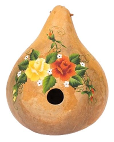 2 ROSES on the VINE BIRDHOUSE - Amish Handmade & Hand Painted GourdSaving Shepherd