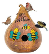 Birdhouse"BEE POSITIVE" BIRDHOUSE - Amish Hand Painted Honey Bees GourdSaving Shepherd