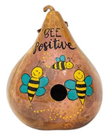 Birdhouse"BEE POSITIVE" BIRDHOUSE - Amish Hand Painted Honey Bees GourdSaving Shepherd