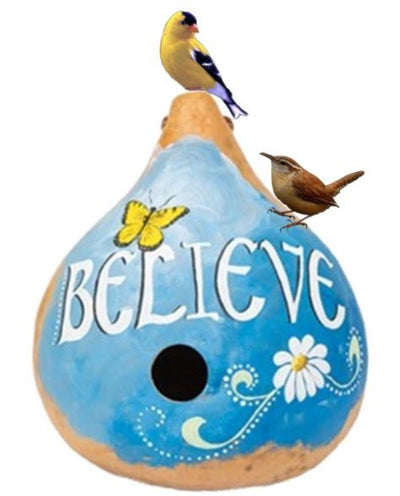 Birdhouse"BELIEVE" GOURD BIRDHOUSE - Amish Hand Painted Bird HouseSaving Shepherd