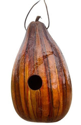 BirdhouseBROWN & TAN PSYCHEDELIC STRIPED BIRDHOUSE - Amish Hand Mottled Gourd Bird HouseSaving Shepherd