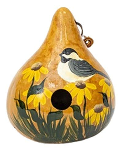 BirdhouseCHICKADEE & BLACK EYED SUSANS GOURD BIRDHOUSE - Amish Hand Painted Bird HouseSaving Shepherd