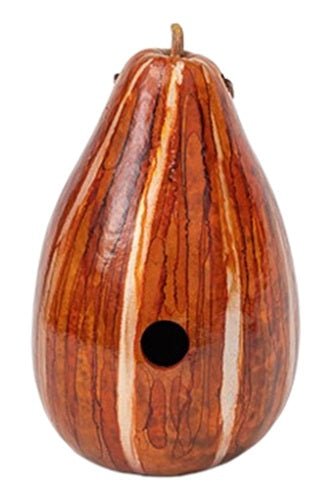 BirdhouseORANGE & HONEY PSYCHEDELIC STRIPED BIRDHOUSE - Amish Hand Mottled Gourd Bird HouseSaving Shepherd