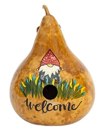 Birdhouse"WELCOME" GNOME BIRDHOUSE - Amish Hand Painted GourdSaving Shepherd