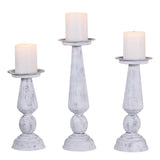 Candle Holder SetMetal Pedestal Pillar Candle Holder Set in Rustic White WashCandle HolderChristmasSaving Shepherd