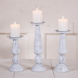 Candle Holder SetMetal Pedestal Pillar Candle Holder Set in Rustic White WashCandle HolderChristmasSaving Shepherd