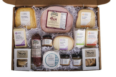 Food Gift BasketsFAMILY TREASURES - Artisanal Cave Aged Cheese Basket with Condiments Meat and FudgebundledelicacySaving Shepherd