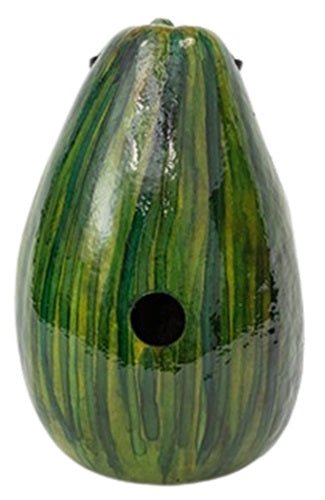 GREEN PSYCHEDELIC STRIPED BIRDHOUSE - Amish Hand Mottled Gourd Bird House USASaving Shepherd