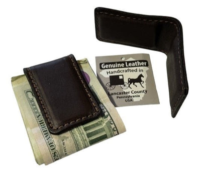 Handtooled LeatherLEATHER MONEY CLIP - STRONG MAGNET in BROWN or BLACK - Amish Handmadebill clipbillsSaving Shepherd