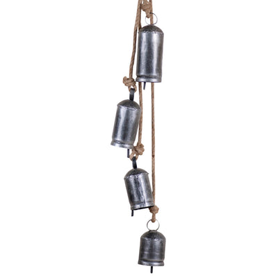 Hanging Bell Set27" Hanging Antique Silver Bell Set with Jute RopeAntique Silver FinishChristmasSaving Shepherd