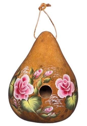 LARGE ROSES BIRDHOUSE - Hand Painted Flowers Gourd Bird House USASaving Shepherd