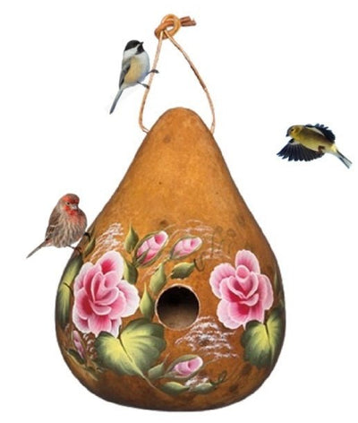 LARGE ROSES BIRDHOUSE - Hand Painted Flowers Gourd Bird House USASaving Shepherd