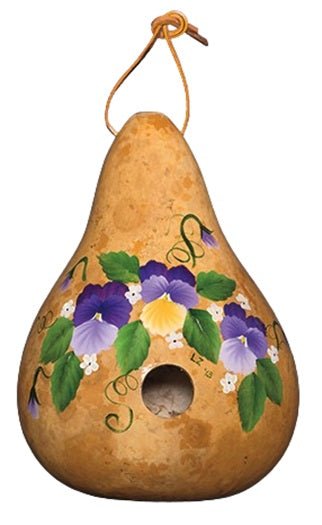 PANSIES GOURD BIRDHOUSE - Amish Hand Painted Flowers Bird HouseSaving Shepherd