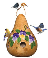 PANSIES GOURD BIRDHOUSE - Amish Hand Painted Flowers Bird HouseSaving Shepherd