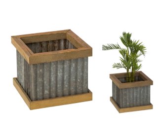 Planter BoxCrimped Tin Planter Boxes with Wooden Accents | USA HandcraftedhandmadeSaving Shepherd