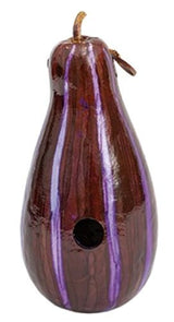 PURPLE PSYCHEDELIC STRIPED BIRDHOUSE - Amish Hand Mottled Gourd Bird HouseSaving Shepherd