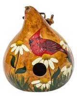 SPRING CARDINAL BIRDHOUSE - Amish Hand Painted Daisies Gourd Bird House USASaving Shepherd