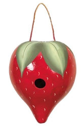 STRAWBERRY BIRDHOUSE - Amish Hand Painted Gourd Bird House USASaving Shepherd