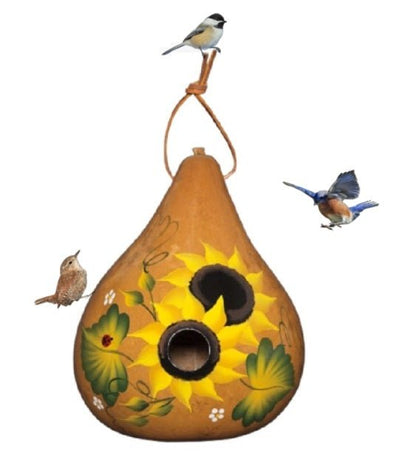 SUNFLOWER BIRDHOUSE - Hand Painted Large Summer Flowers Gourd Bird HouseSaving Shepherd