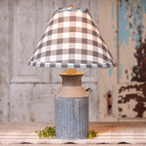 Table LampMilk Jug Table Lamp with Weathered Zinc Finish – Gray Check or Ivory Linen ShadeSaving Shepherd