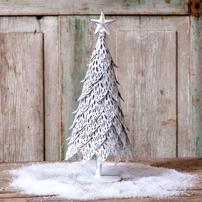 Tabletop Christmas Tree15" Rustic White - Wash Metal Christmas Tree – Tabletop Holiday DecorChristmas TreeFarmhouse ChristmasSaving Shepherd