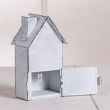 Tealight Holder8" Tin House Tealight Candle Holder in Rustic White WashCandle HolderChristmasSaving Shepherd