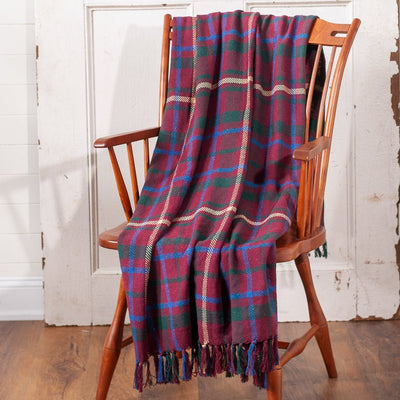 Throw BlanketWoven Throw Blanket - 50" x 60" Holiday Tartan Plaid CottonBlueBurgundySaving Shepherd