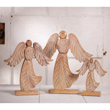 Wooden Angel Figurine SetAngel Figurine Set | Rustic Carved Wooden Holiday DisplayAngel FigurineChristmasSaving Shepherd