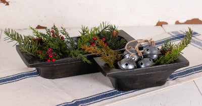 Wooden Bowl SetHand - Carved Mango Wood Trencher Bowl SetChristmasFarmhouse BowlSaving Shepherd