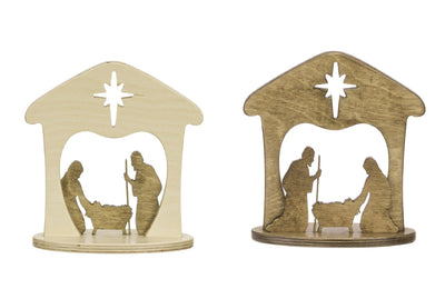 Wooden Nativity Manger Scene – Amish Handcrafted Holiday DecorSaving Shepherd