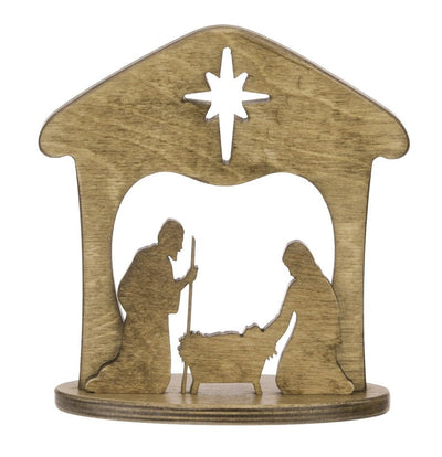 Wooden Nativity Manger Scene – Amish Handcrafted Holiday DecorSaving Shepherd