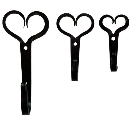 HAND FORGED HEART HOOK - Solid Wrought Iron 3 Sizes SavingShepherd.com ...