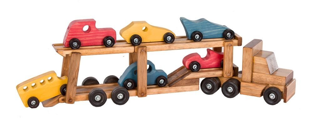 Mini Car Carrier Trailer - handmade wood high quality toy