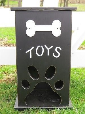 Personalised Dog Puppy Wooden Toy Box, Crate for Treats and Storage Pet  Gift With Bone and Paw Prints Design 