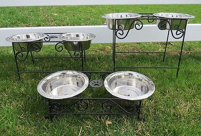 Elevated Dog Bowls  Wrought Iron Bone Dog Bowl Feeder