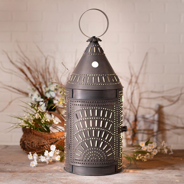 Country Lighting PUNCHED TIN LANTERN TABLE LAMP Handcrafted 27 ...