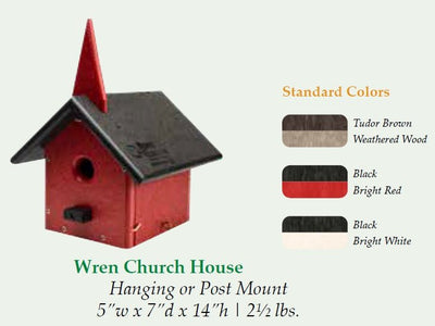 Bird HouseCOUNTRY CHAPEL BIRD HOUSE - Weatherproof Poly Church Post or Wall Mountbirdbird houseSaving Shepherd