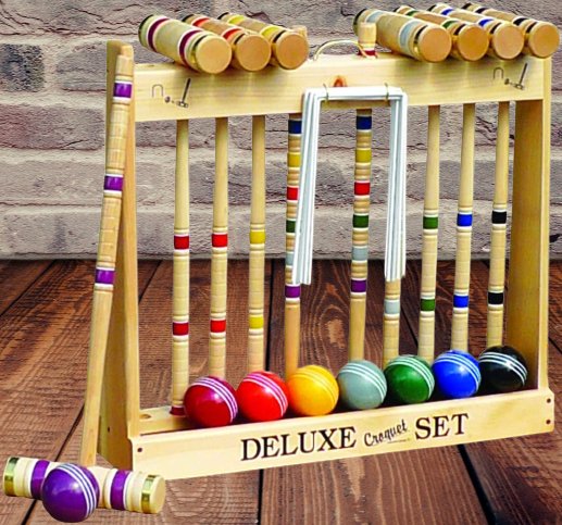 NEW! Amish-Made Deluxe Flag Croquet Golf Game Set –