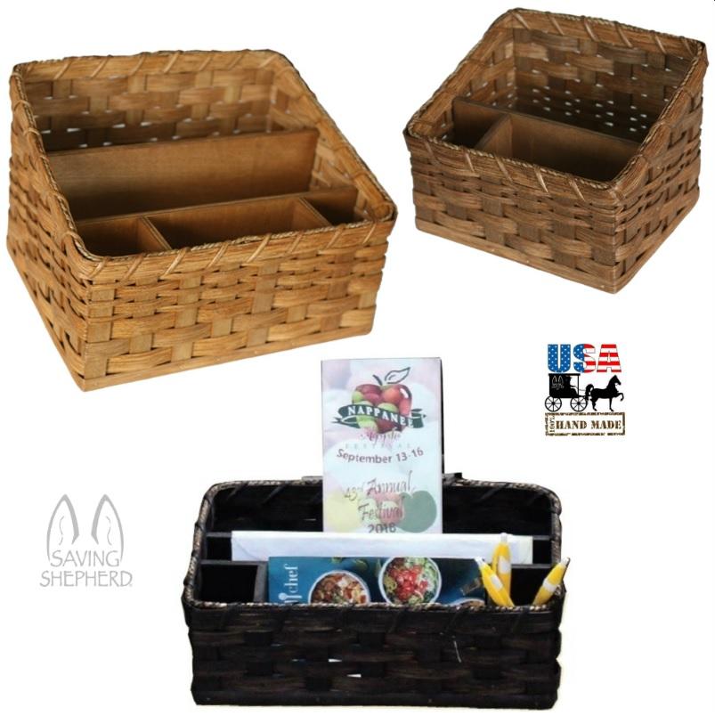 2-Tier Basket Storage  Large Amish Wicker Decorative Organizer