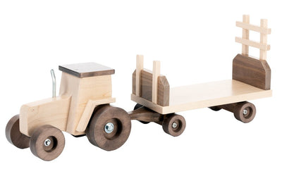 tractorFARM TRACTOR & HAY WAGON - Premium Solid Walnut & Maple Wood ToytoytoysSaving Shepherd