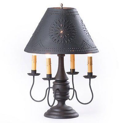 Country LightingJAMESTOWN COLONIAL TABLE LAMP with Punched Tin Shade - Heavily Distressed Crackle FinishlamplightSaving Shepherd