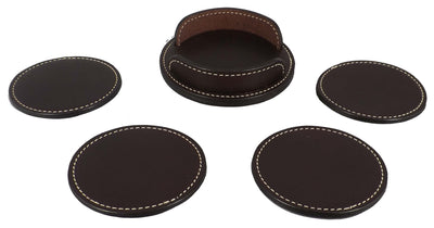 CoastersLEATHER COASTER SET - 4 Stitched Coasters with Base HolderbeercoasterSaving Shepherd