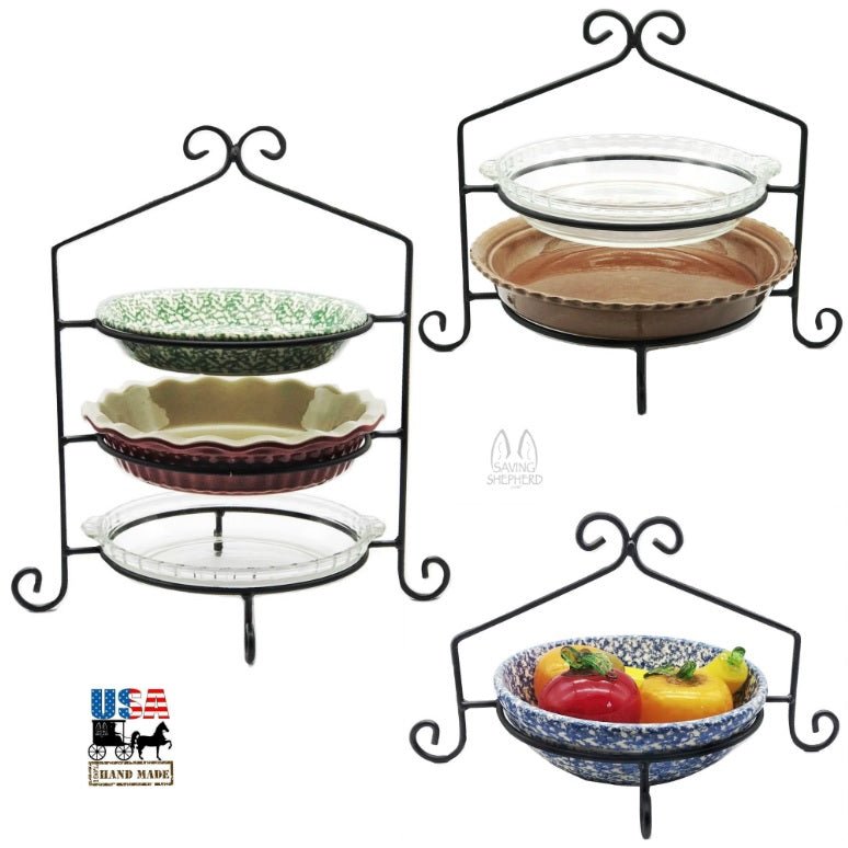 Zimmerman Marketplace: Two Tier Wrought Iron Pie/Plate Rack, Wrought Iron  Metal Pie Racks & Food Servers