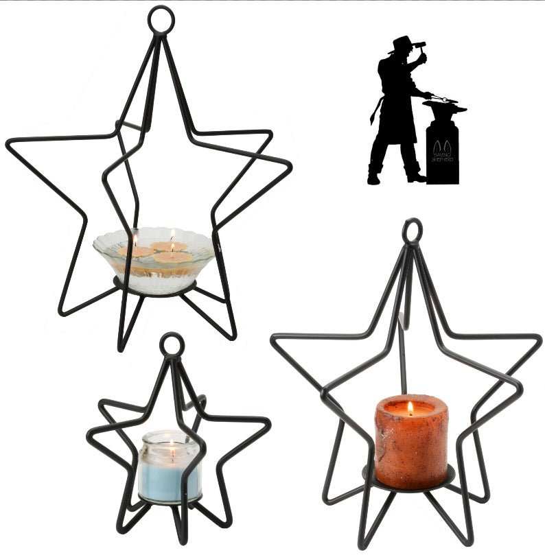 Wrought Iron Star Wreath Stand Handmade by Amish in USA 