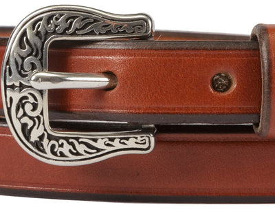 Leather BeltLADIES' BRIDLE LEATHER BELT - ¾" Wide with Embossed Silver BucklebeltbeltsSaving Shepherd